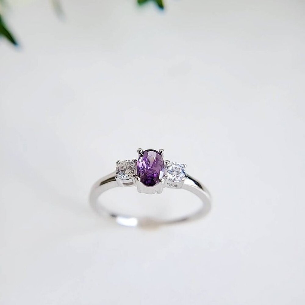 Sterling Silver Amethyst Ring, Brides Ring, Promi… - image 1